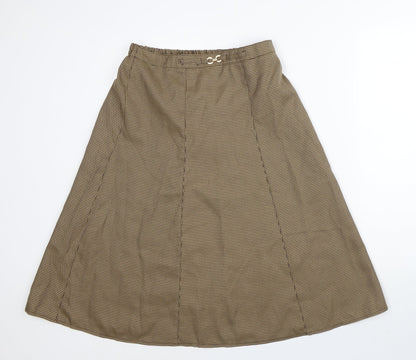 Damart Womens Brown Houndstooth Polyester A-Line Skirt Size 12
