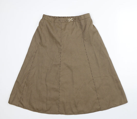 Damart Womens Brown Houndstooth Polyester A-Line Skirt Size 12