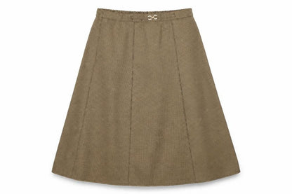 Damart Womens Brown Houndstooth Polyester A-Line Skirt Size 12