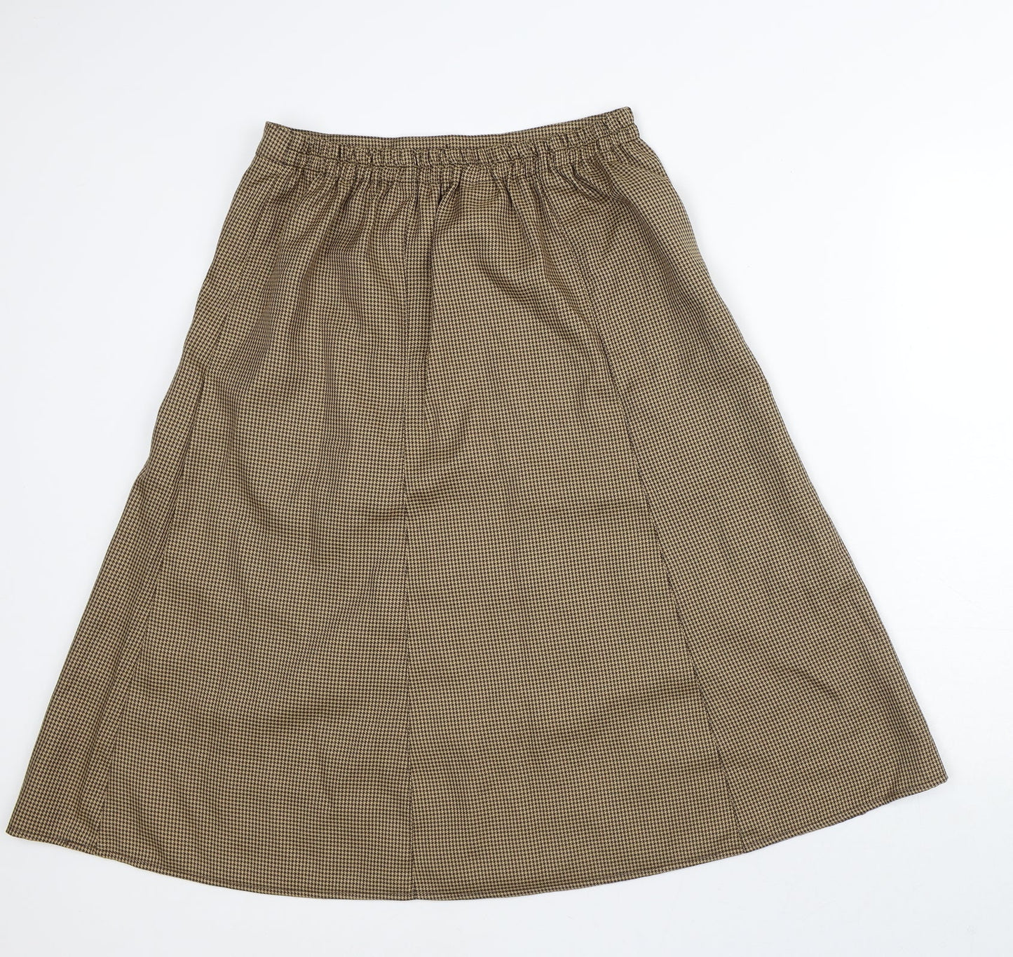 Damart Womens Brown Houndstooth Polyester A-Line Skirt Size 12