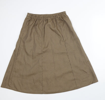 Damart Womens Brown Houndstooth Polyester A-Line Skirt Size 12