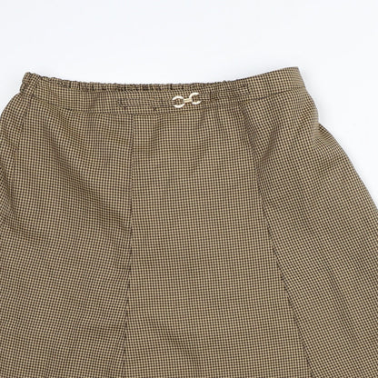 Damart Womens Brown Houndstooth Polyester A-Line Skirt Size 12