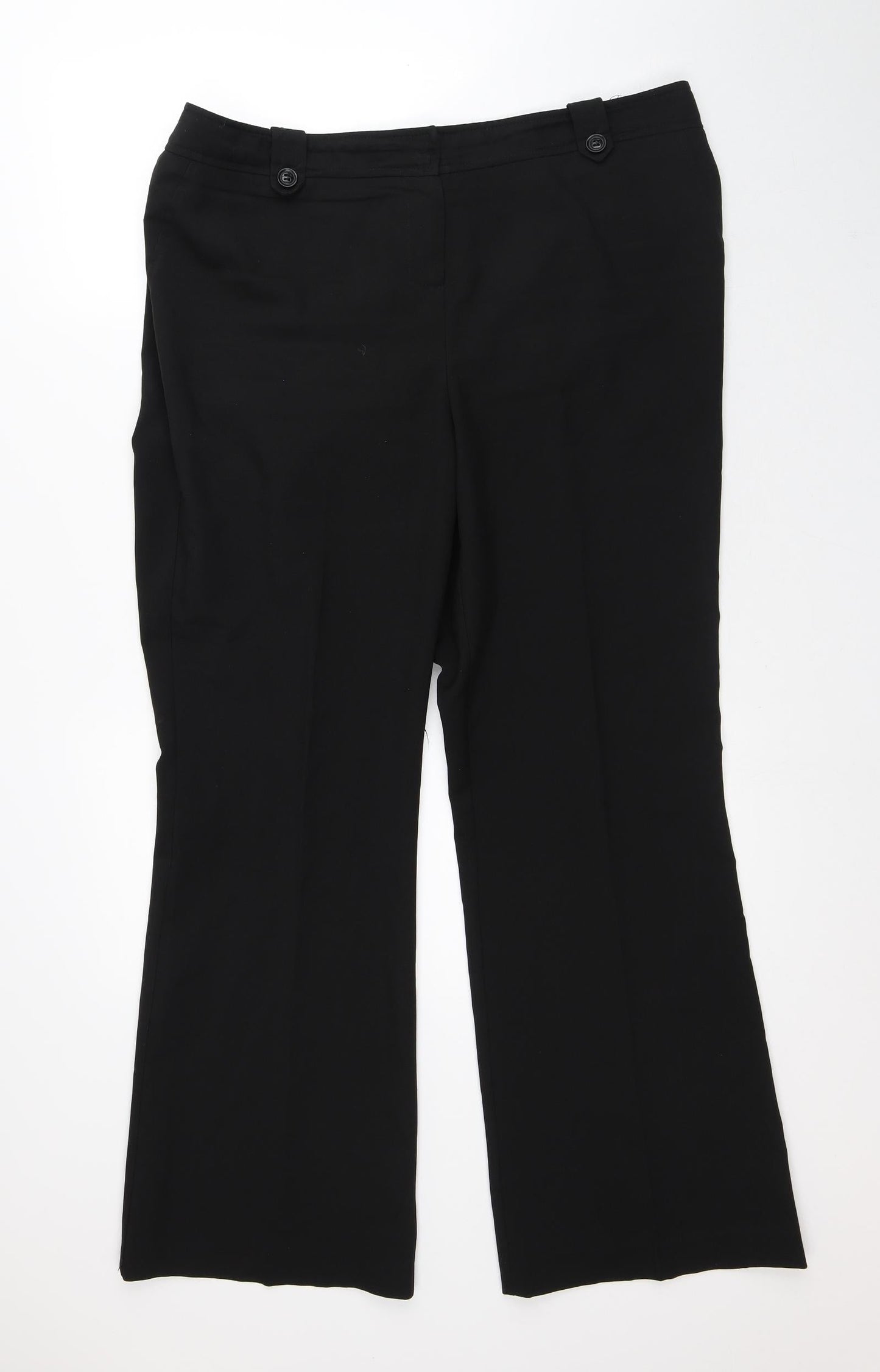 Evans Womens Black  Polyester Trousers  Size 16 L31 in Regular