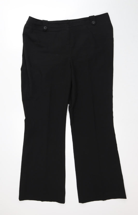 Evans Womens Black  Polyester Trousers  Size 16 L31 in Regular
