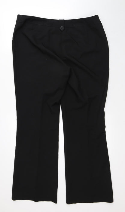 Evans Womens Black  Polyester Trousers  Size 16 L31 in Regular
