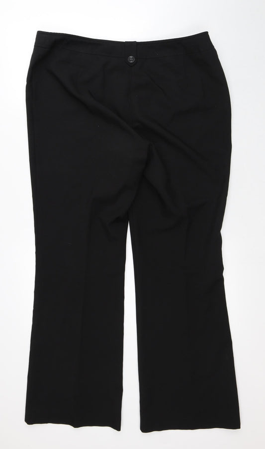 Evans Womens Black  Polyester Trousers  Size 16 L31 in Regular