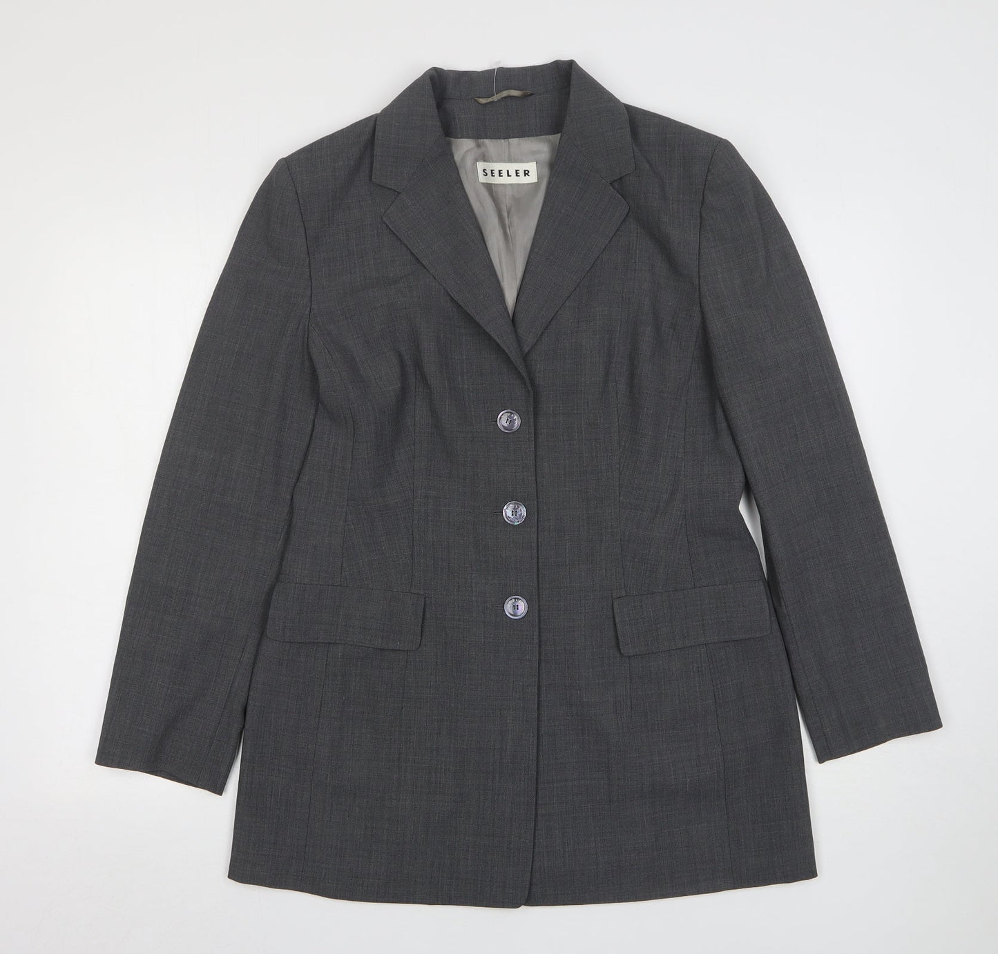 Seeler Womens Grey  Wool Jacket Suit Jacket Size 12