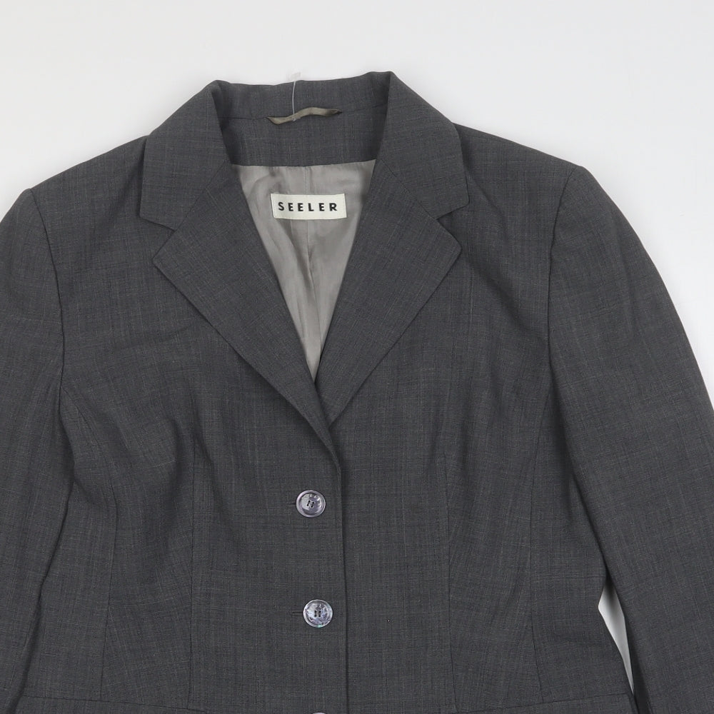 Seeler Womens Grey  Wool Jacket Suit Jacket Size 12