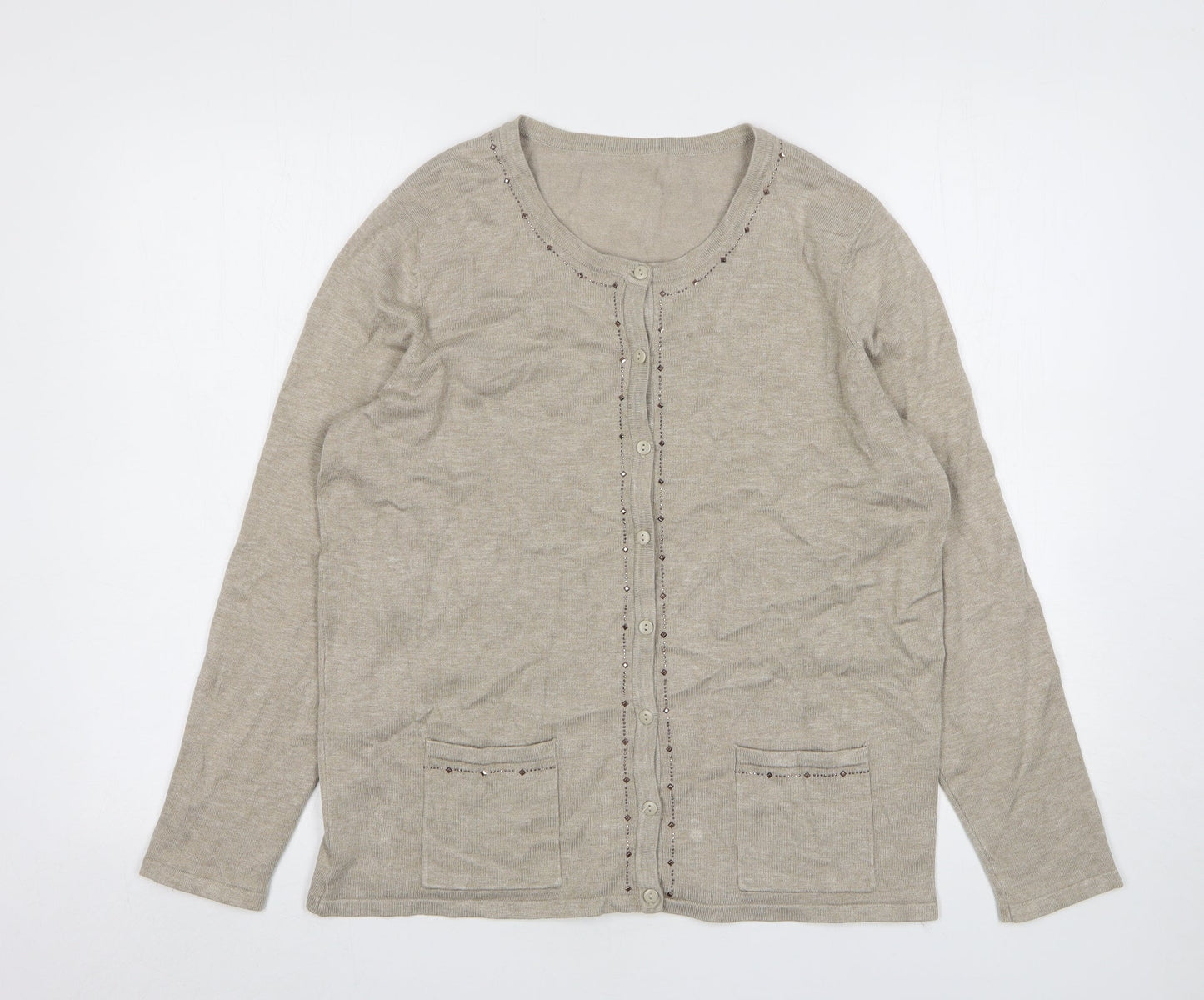 Womens UK Size M Preworn Beige Cardigan Jumper