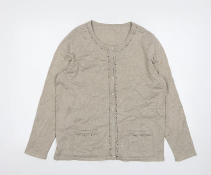 Womens UK Size M Preworn Beige Cardigan Jumper