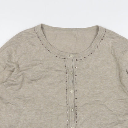 Womens UK Size M Preworn Beige Cardigan Jumper