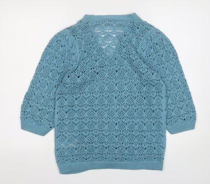 Gallery Womens Green V-Neck  Acrylic Cardigan Jumper Size XS