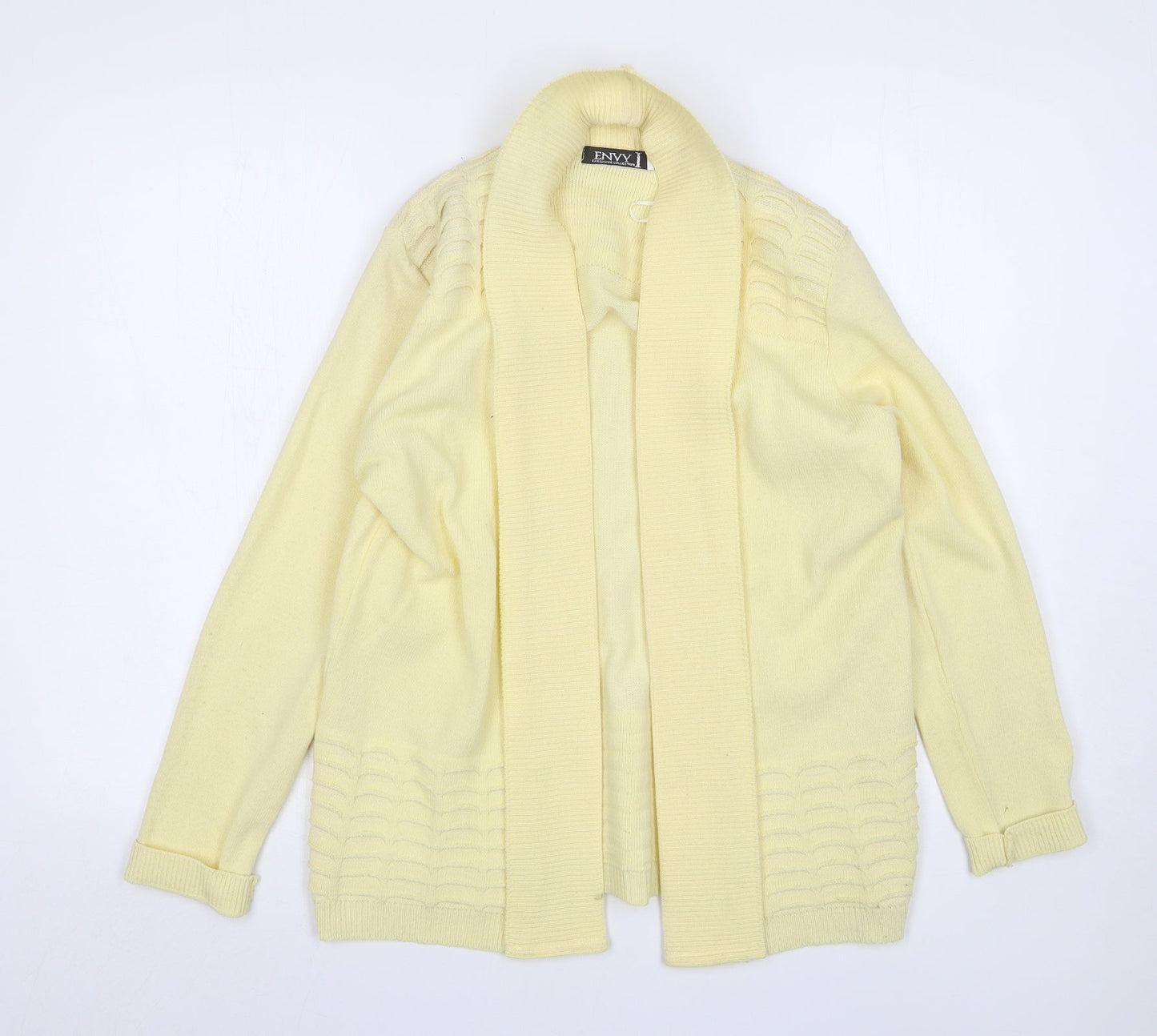 Envy Womens Yellow V-Neck  Acrylic Cardigan Jumper Size S