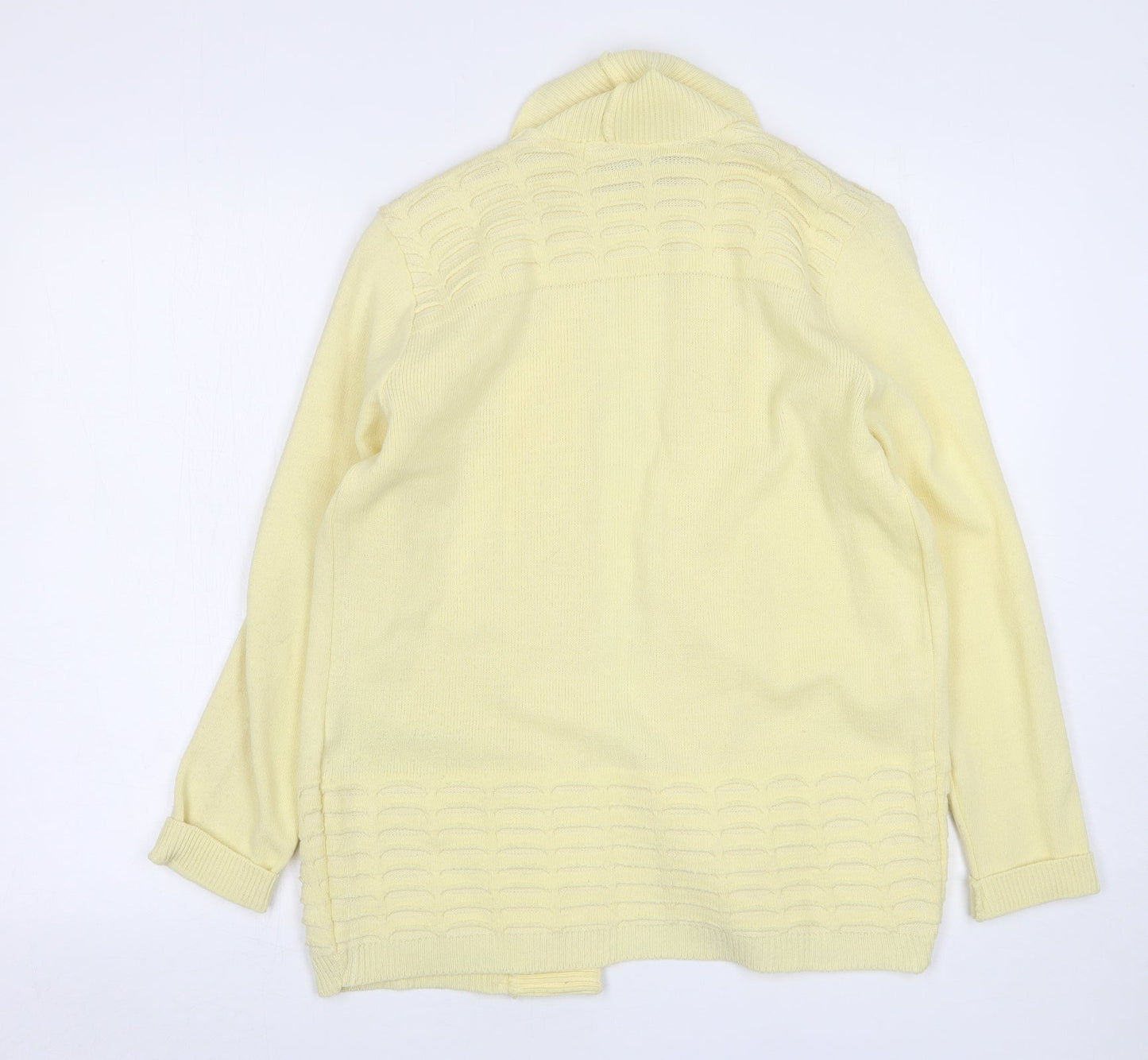 Envy Womens Yellow V-Neck  Acrylic Cardigan Jumper Size S
