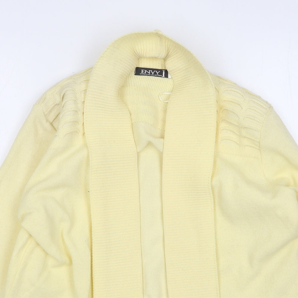 Envy Womens Yellow V-Neck  Acrylic Cardigan Jumper Size S