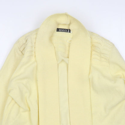 Envy Womens Yellow V-Neck  Acrylic Cardigan Jumper Size S
