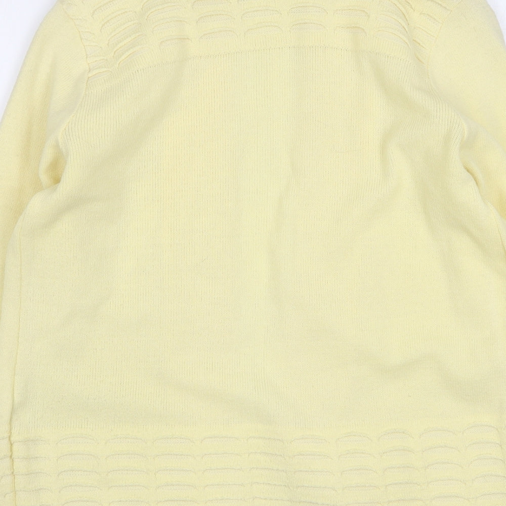 Envy Womens Yellow V-Neck  Acrylic Cardigan Jumper Size S