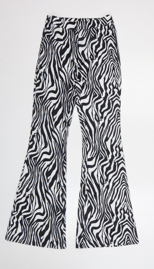SheIn Womens Black Animal Print Polyester Trousers  Size 6 L30 in Regular