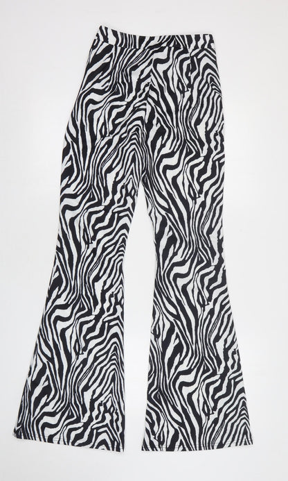 SheIn Womens Black Animal Print Polyester Trousers  Size 6 L30 in Regular