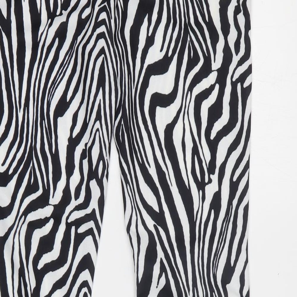 SheIn Womens Black Animal Print Polyester Trousers  Size 6 L30 in Regular