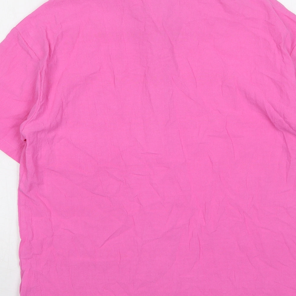 Shein  Womens Pink  Polyester Basic Button-Up Size 6 Collared