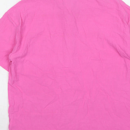 Shein  Womens Pink  Polyester Basic Button-Up Size 6 Collared