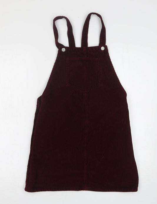 Topshop Womens Purple  Cotton Pinafore/Dungaree Dress  Size 8  Square Neck