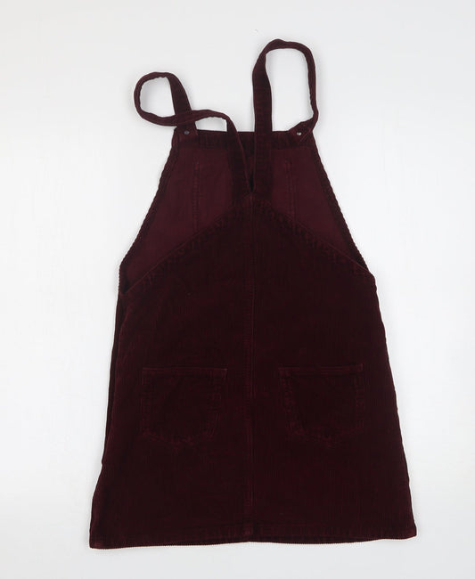 Topshop Womens Purple  Cotton Pinafore/Dungaree Dress  Size 8  Square Neck