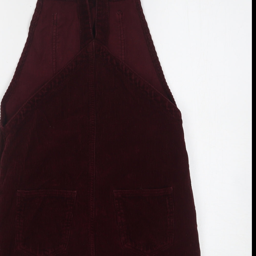Topshop Womens Purple  Cotton Pinafore/Dungaree Dress  Size 8  Square Neck
