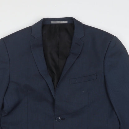 Red Herring Mens Blue  Viscose Jacket Suit Jacket Size 38