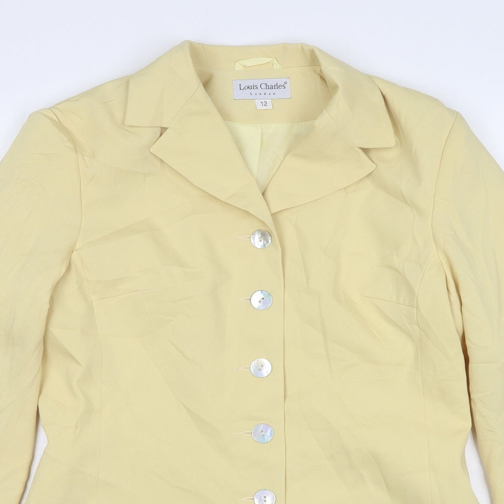 Louis Charles Womens Yellow  Polyester Jacket Suit Jacket Size 12