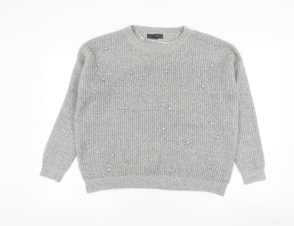 Primark Womens Grey Round Neck  Acrylic Pullover Jumper Size 10