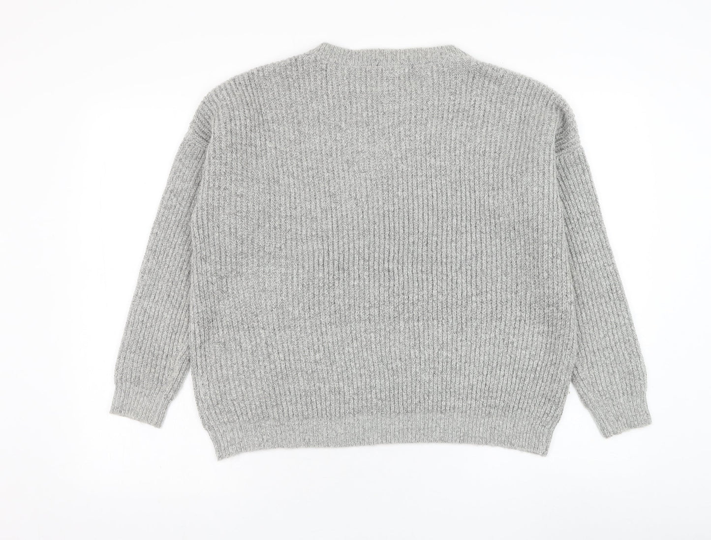 Primark Womens Grey Round Neck  Acrylic Pullover Jumper Size 10