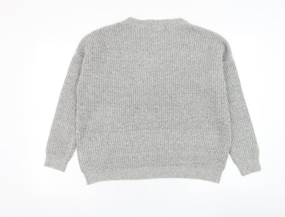 Primark Womens Grey Round Neck  Acrylic Pullover Jumper Size 10