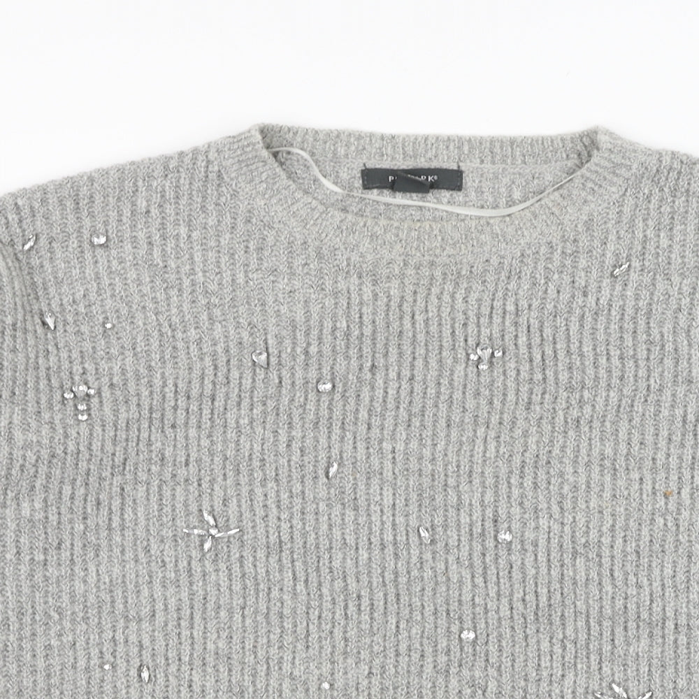 Primark Womens Grey Round Neck  Acrylic Pullover Jumper Size 10