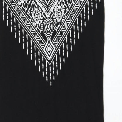Amisu Womens Black Geometric Polyester Tank Dress  Size 10  Round Neck Pullover