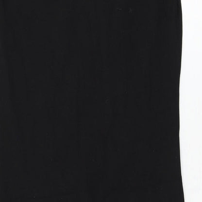 Amisu Womens Black Geometric Polyester Tank Dress  Size 10  Round Neck Pullover