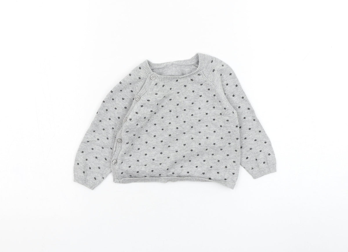 Matalan Girls Grey  Cotton Pullover Jumper Size 6-9 Months  Pullover - Star