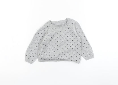 Matalan Girls Grey  Cotton Pullover Jumper Size 6-9 Months  Pullover - Star