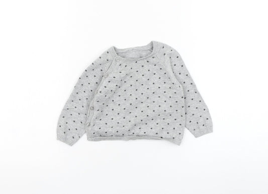 Matalan Girls Grey  Cotton Pullover Jumper Size 6-9 Months  Pullover - Star