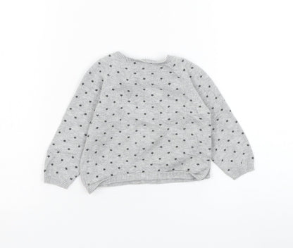 Matalan Girls Grey  Cotton Pullover Jumper Size 6-9 Months  Pullover - Star