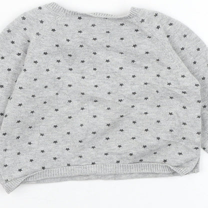 Matalan Girls Grey  Cotton Pullover Jumper Size 6-9 Months  Pullover - Star
