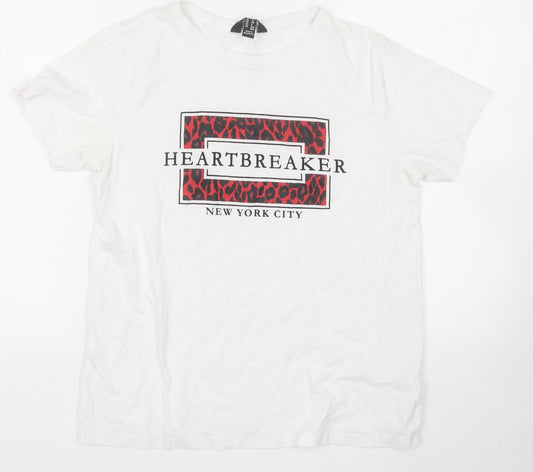 Womens UK Size 10 New Look White Basic T-Shirt