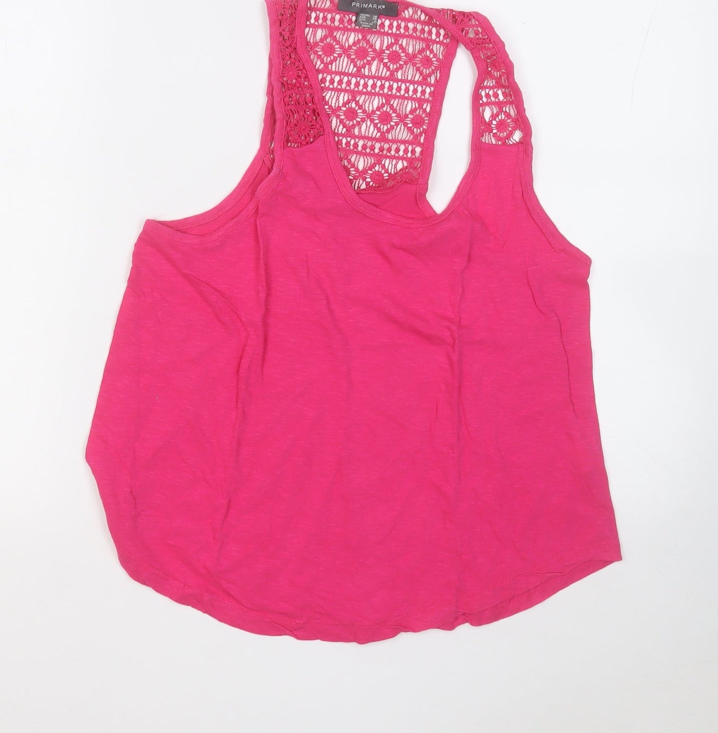 Primark Womens Pink  Polyester Basic Tank Size 10 Round Neck