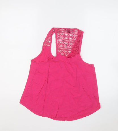 Primark Womens Pink  Polyester Basic Tank Size 10 Round Neck