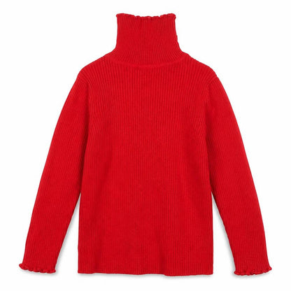 George Girls Red Mock Neck  Cotton Pullover Jumper Size 3-4 Years