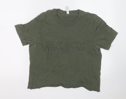 Canvas Womens Green  Cotton Basic T-Shirt Size M Round Neck