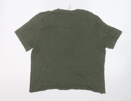 Canvas Womens Green  Cotton Basic T-Shirt Size M Round Neck
