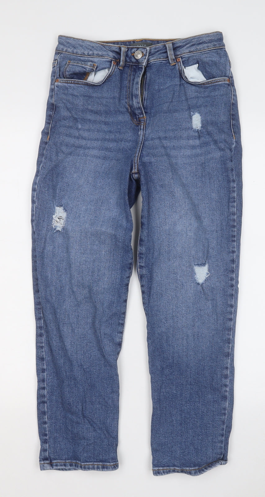 Womens UK Size 10 Papaya Regular Fit Straight Blue Jeans