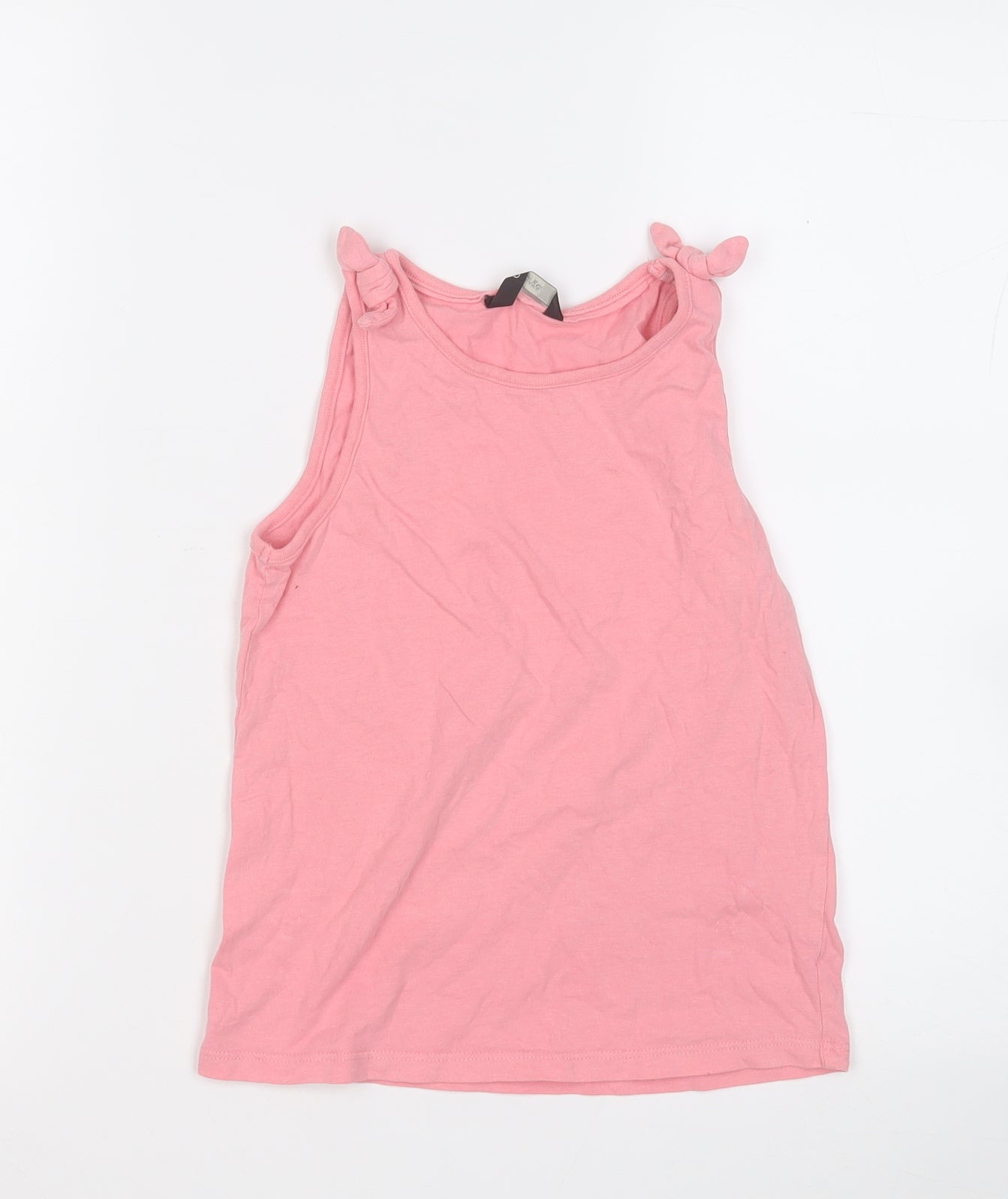 George Girls Pink  Cotton Basic Tank Size 8-9 Years Round Neck